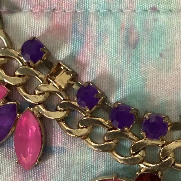 Necklace & earring set pink purple gold stud earrings pretty set - Picture 10 of 10